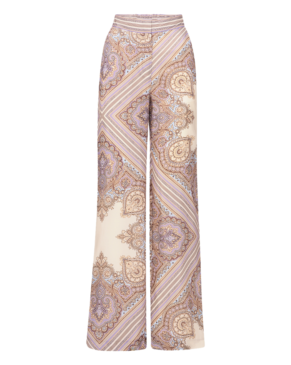 Veronica Beard Grigore Silk Pant - Stone Khaki Multi