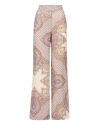 Veronica Beard Grigore Silk Pant - Stone Khaki Multi