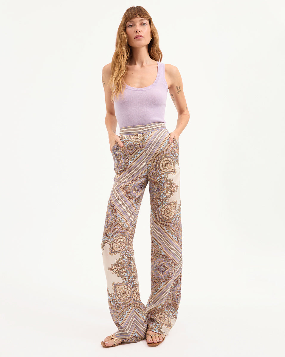 Veronica Beard Birke Cashmere Scoopneck Tank Top - Soft Lilac