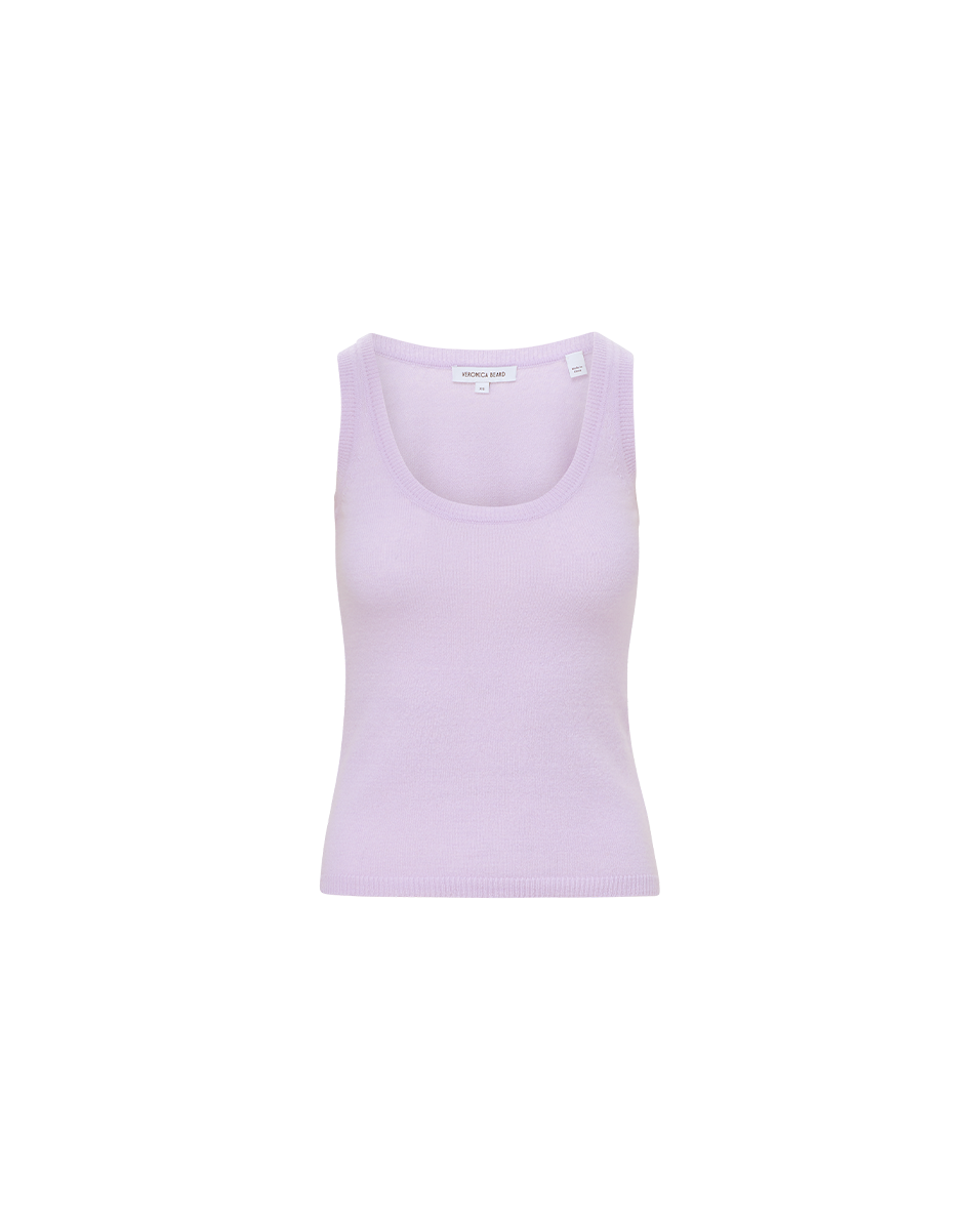 Veronica Beard Birke Cashmere Scoopneck Tank Top Soft Lilac