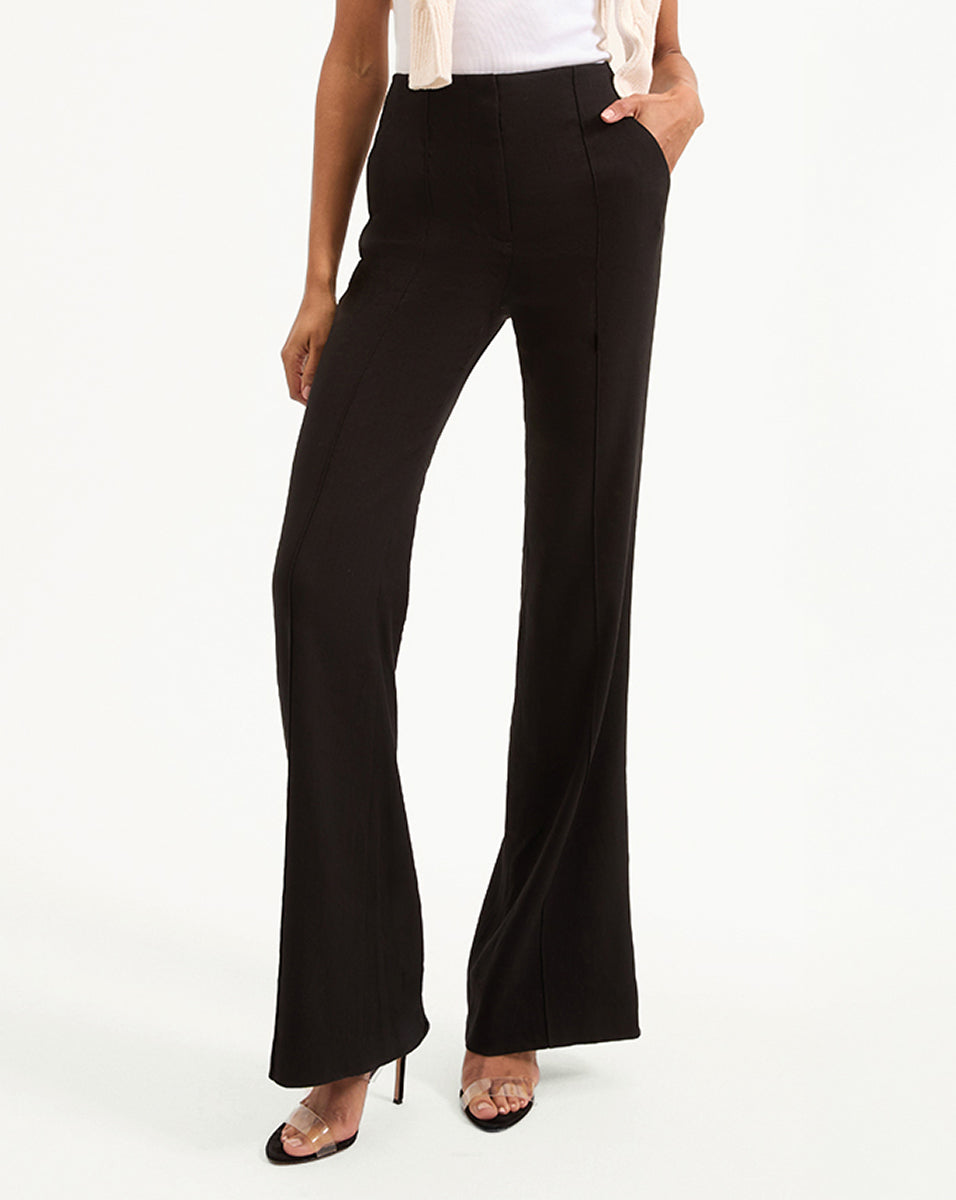 Veronica Beard Komi Stretch-Linen Pant - Black