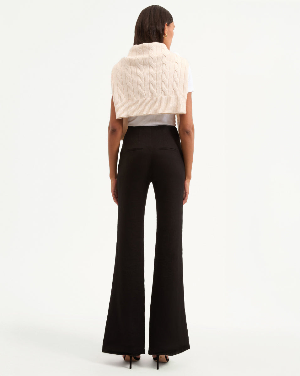 Veronica Beard Komi Stretch-Linen Pant - Black