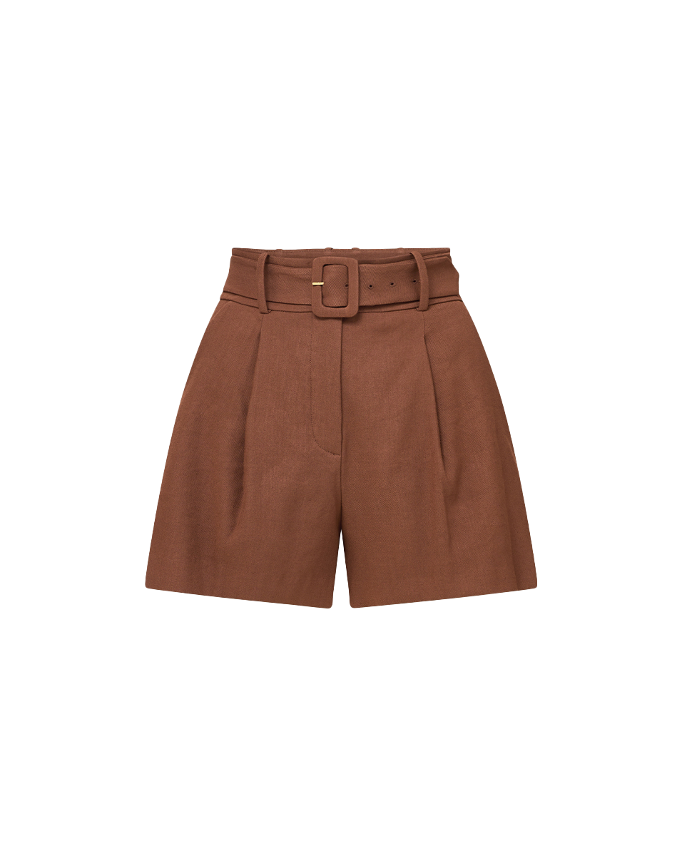 Veronica Beard Piper Stretch-Linen Short - Light Chicory