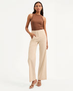 Veronica Beard Jude Metallic Pinstripe Pant - Natural/Gold