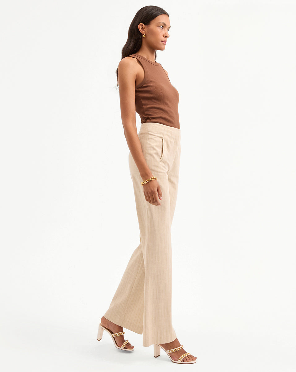 Veronica Beard Jude Metallic Pinstripe Pant - Natural/Gold
