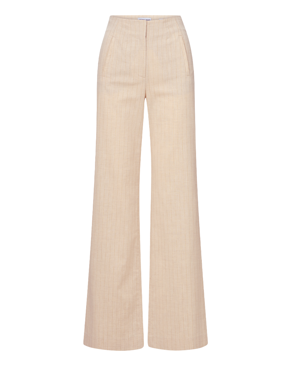 Veronica Beard Jude Metallic Pinstripe Pant - Natural/Gold