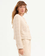Veronica Beard Andrea Metallic Tweed Jacket - Dove/Gold Lurex