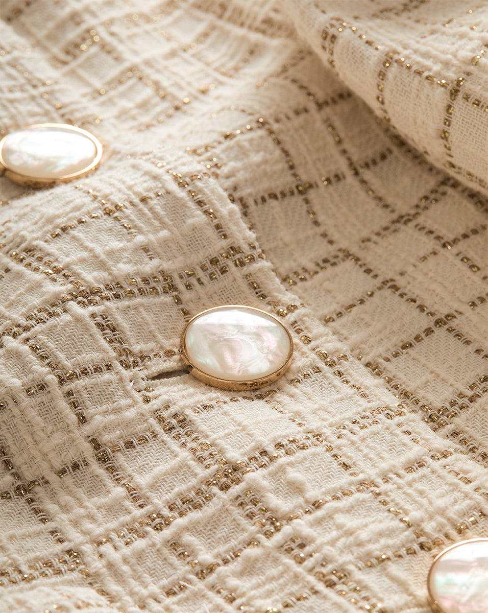 Veronica Beard Andrea Metallic Tweed Jacket - Dove/Gold Lurex