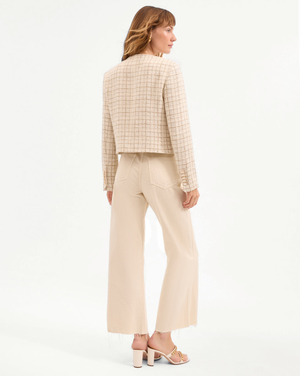 Veronica Beard Andrea Metallic Tweed Jacket - Dove/Gold Lurex