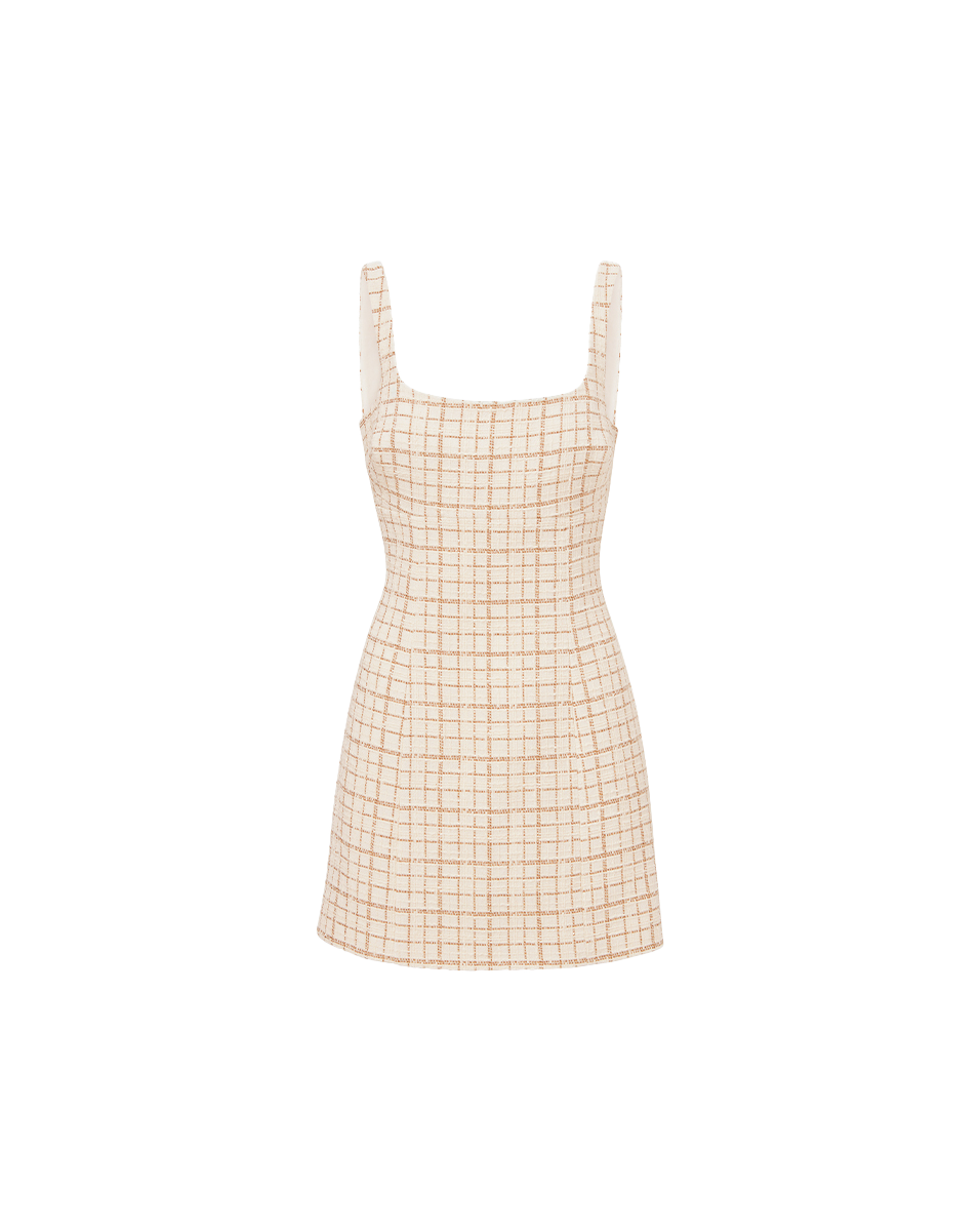 Veronica Beard Bridgitte Metallic Tweed Dress - Dove/Gold Lurex