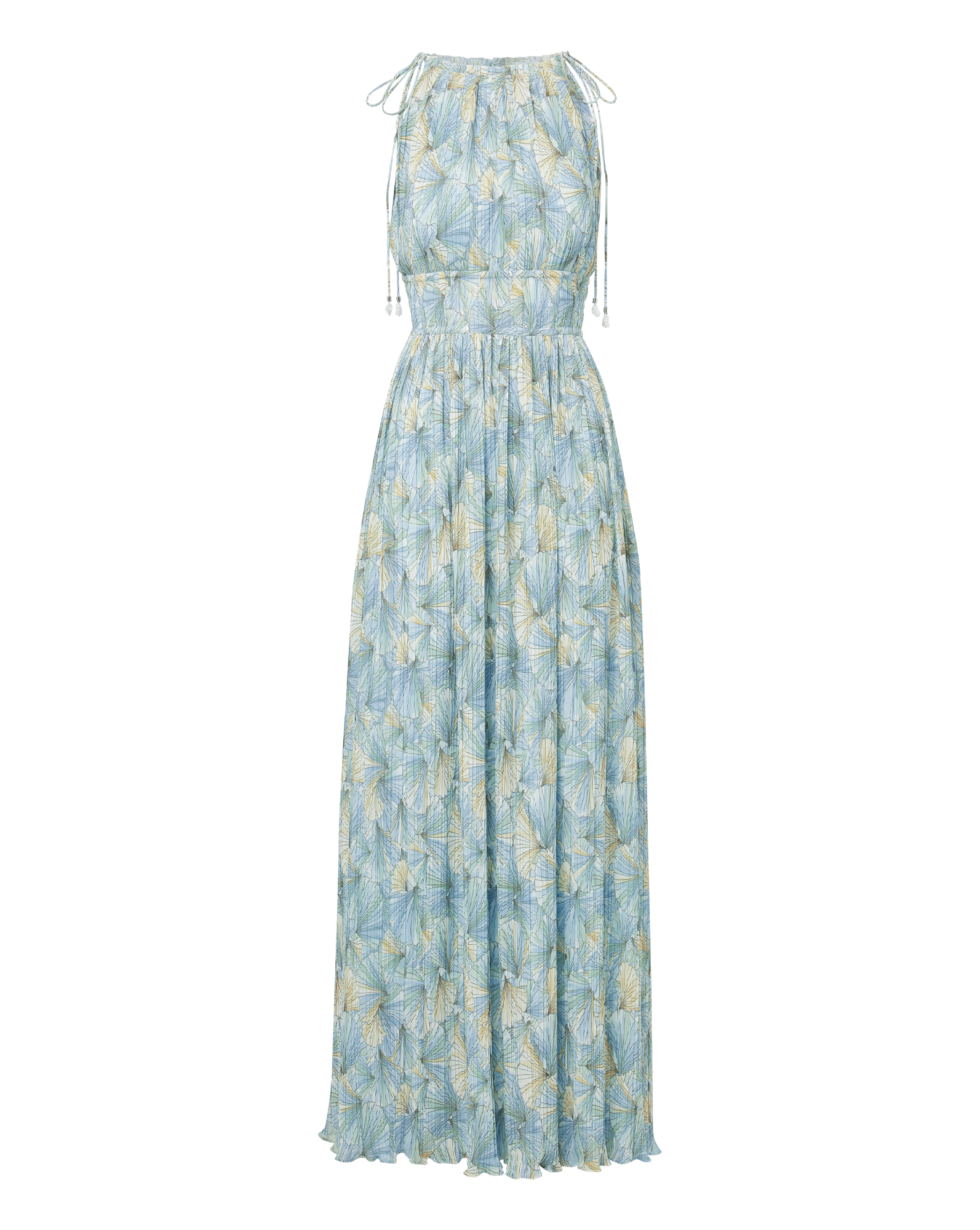 Veronica Beard Yardley Pleated Maxi Dress - Powder Blue Multi