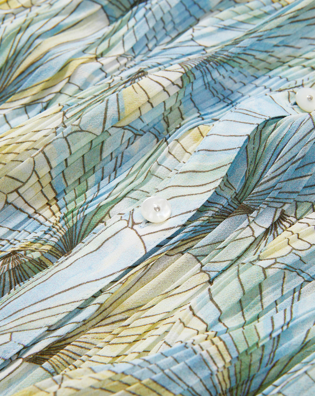 Veronica Beard Fennel Pleated Button-Down - Powder Blue Multi