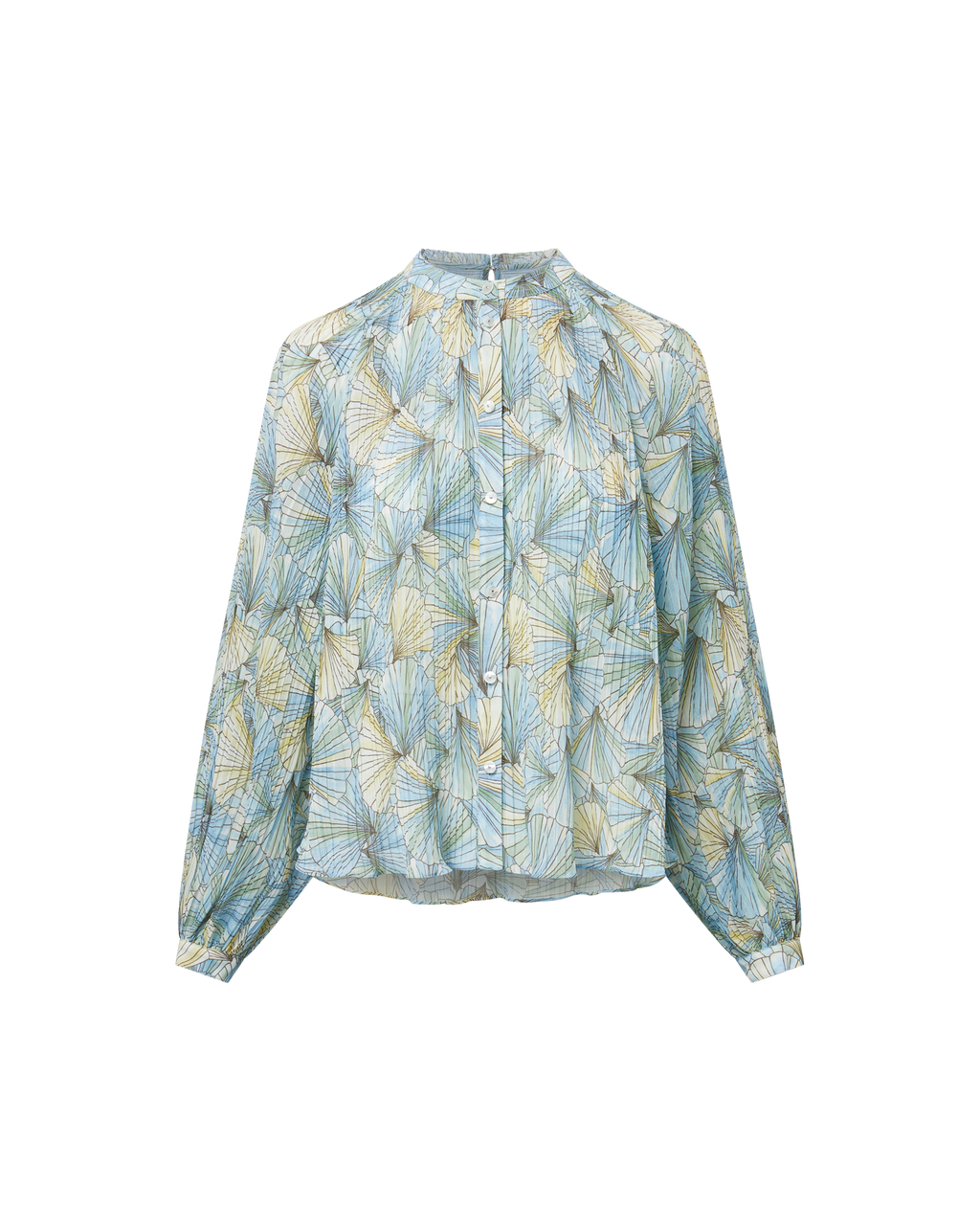 Veronica Beard Fennel Pleated Button-Down - Powder Blue Multi