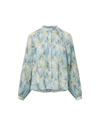 Veronica Beard Fennel Pleated Button-Down - Powder Blue Multi
