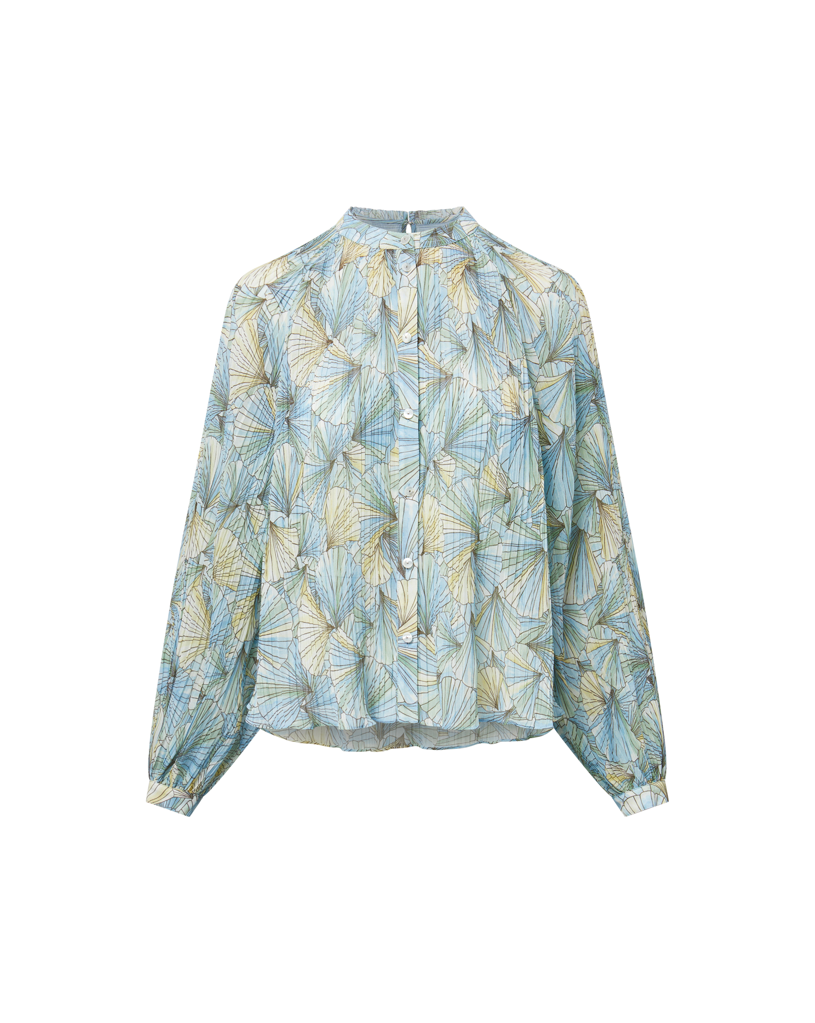 Veronica Beard Fennel Pleated Button-Down - Powder Blue Multi