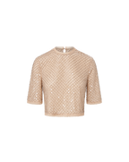 Veronica Beard Novalie Beaded Top Stone Khaki
