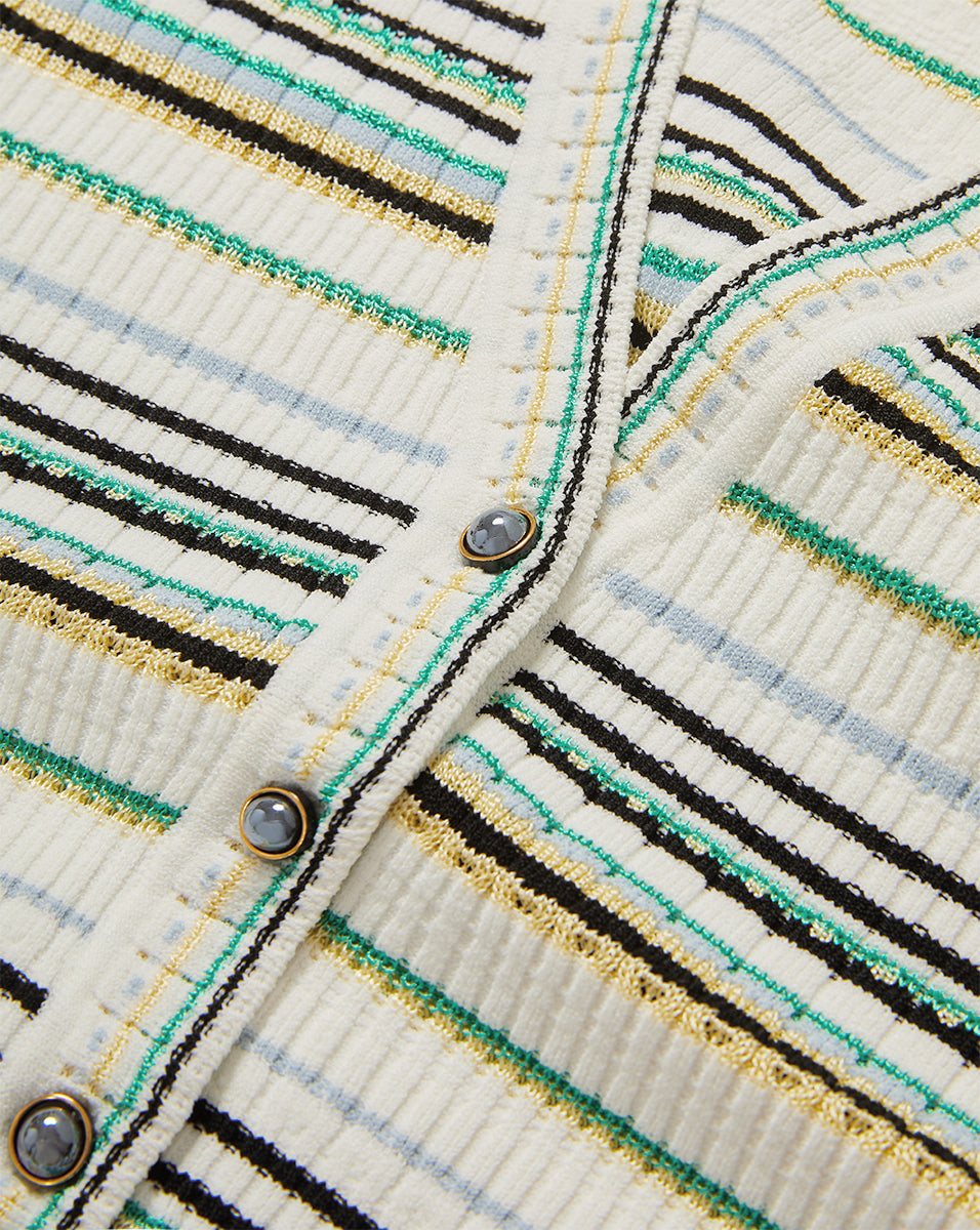 Veronica Beard Varia Striped Cardigan - Off-White Multi