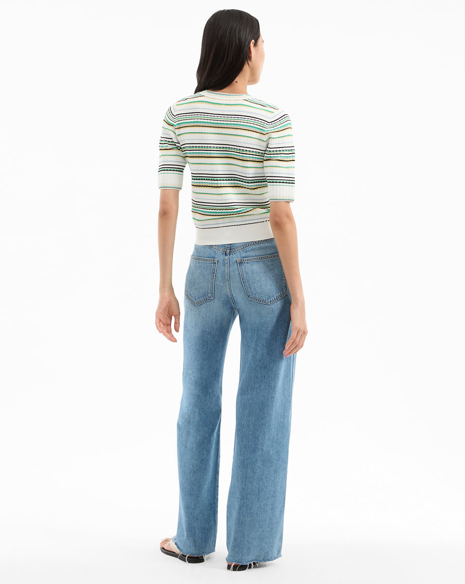 Veronica Beard Varia Striped Cardigan - Off-White Multi