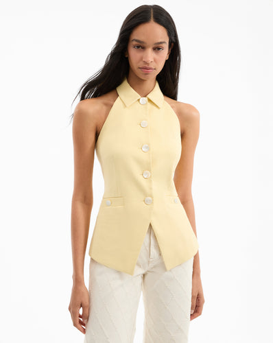 Veronica Beard Orlinda Halter Neck Vest - Chamomile