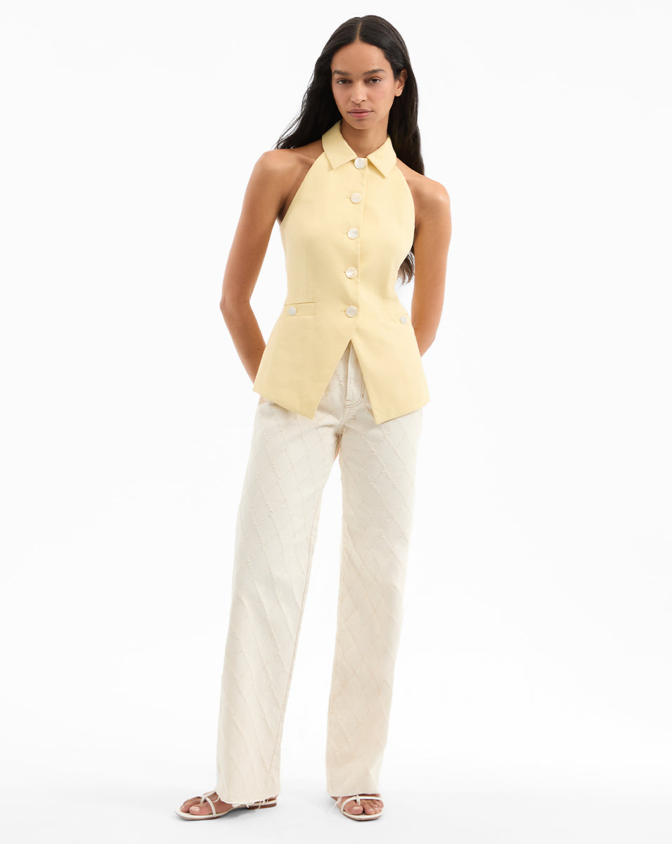 Veronica Beard Orlinda Halter Neck Vest - Chamomile