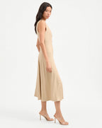 Veronica Beard Lou Pleated Midi Dress - Stone Khaki