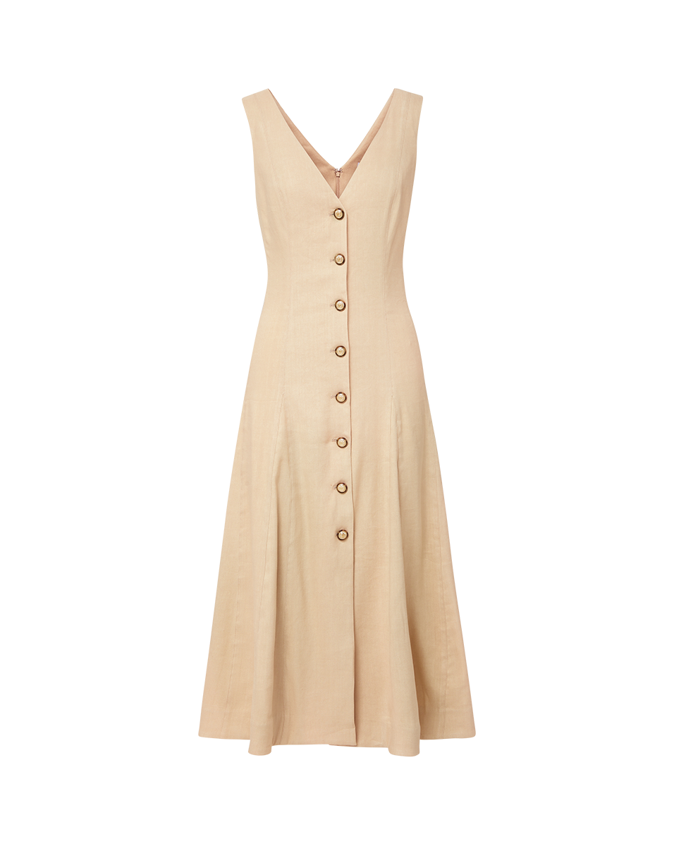 Veronica Beard Lou Pleated Midi Dress - Stone Khaki