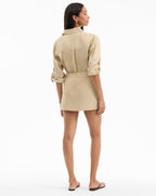Veronica Beard Alvara Stretch-Linen Skort - Stone Khaki