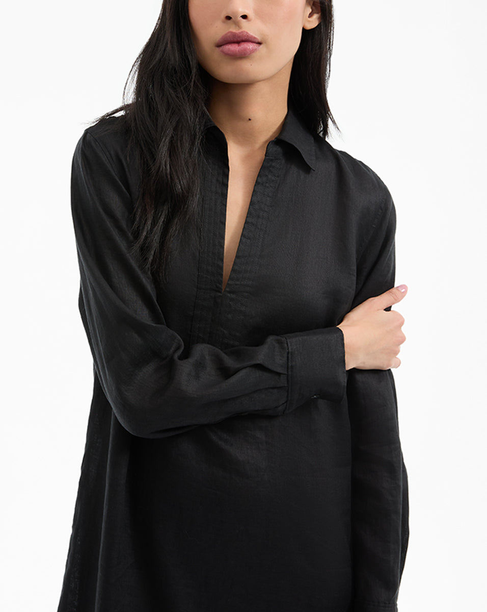 Moore Linen Maxi Dress in Black | Veronica Beard CA