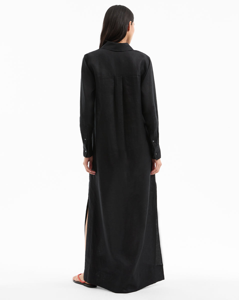 Veronica Beard Moore Linen Maxi Dress - Black