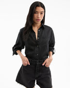 Veronica Beard Gil Linen Shirt - Black