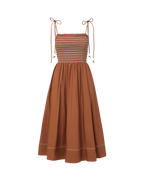 Veronica Beard Kaela Smocked Midi Dress Whisky