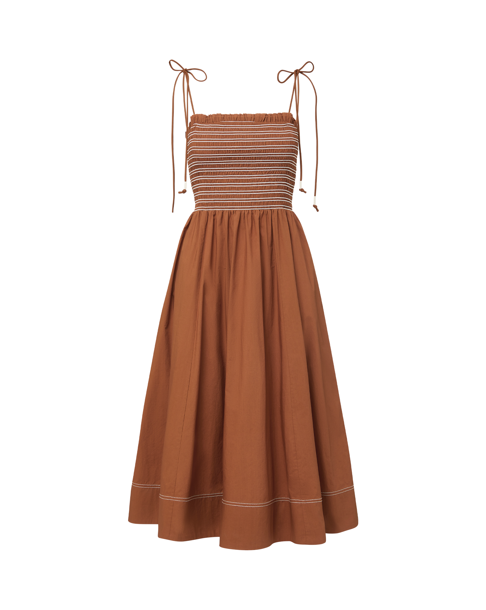 Veronica Beard Kaela Smocked Midi Dress Whisky