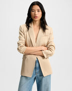 Veronica Beard Long and Lean Satin Dickey Jacket - Stone Khaki