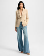 Veronica Beard Long and Lean Satin Dickey Jacket - Stone Khaki