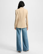 Veronica Beard Long and Lean Satin Dickey Jacket - Stone Khaki