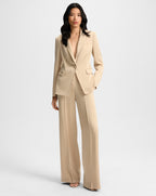 Veronica Beard Long and Lean Satin Dickey Jacket - Stone Khaki
