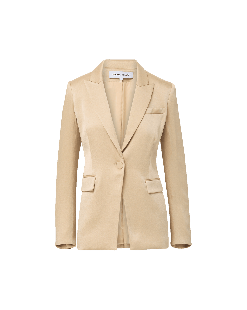 Veronica Beard Long and Lean Satin Dickey Jacket - Stone Khaki