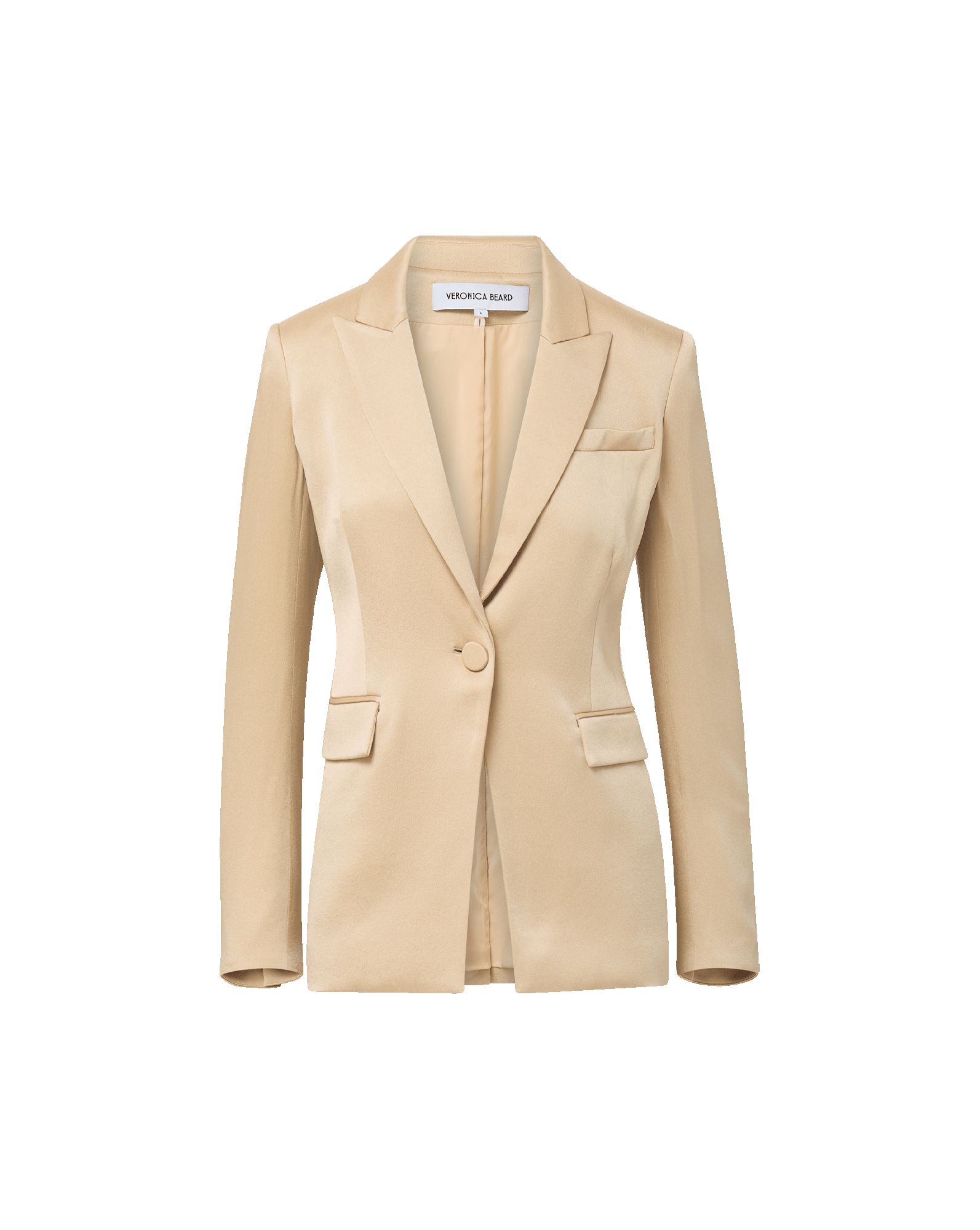 Veronica Beard Long and Lean Satin Dickey Jacket - Stone Khaki