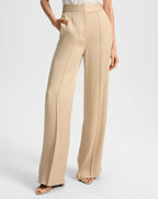 Veronica Beard Edia Satin Wide-Leg Pant - Stone Khaki