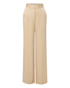 Veronica Beard Edia Satin Wide-Leg Pant - Stone Khaki