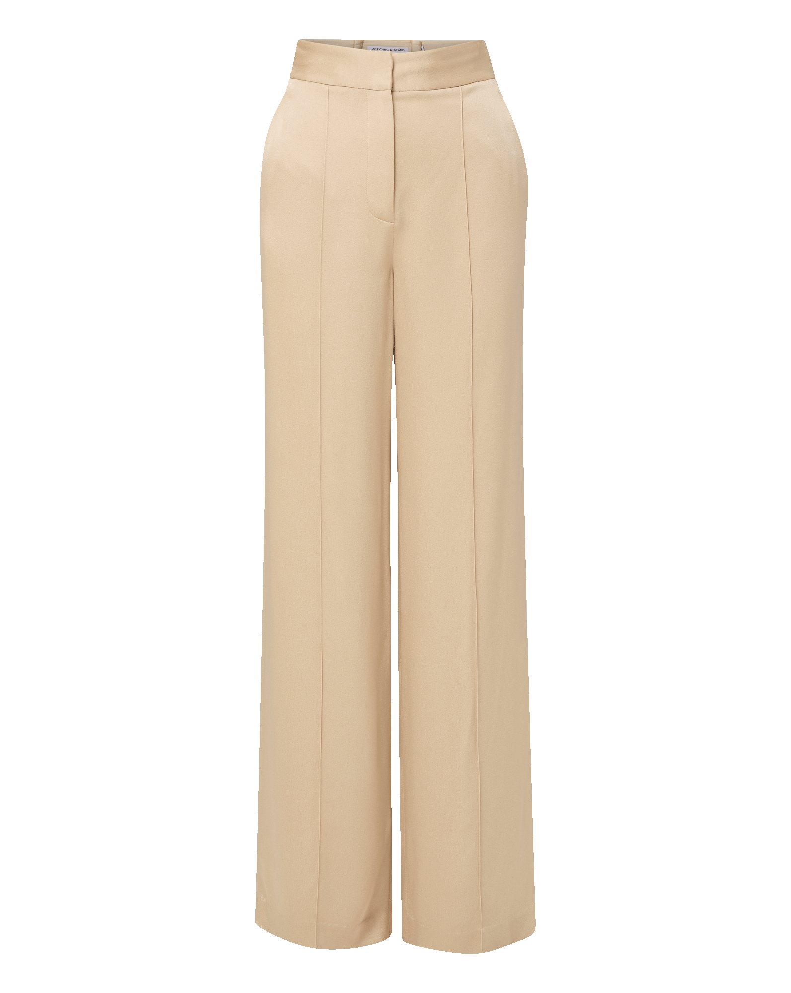 Veronica Beard Edia Satin Wide-Leg Pant - Stone Khaki
