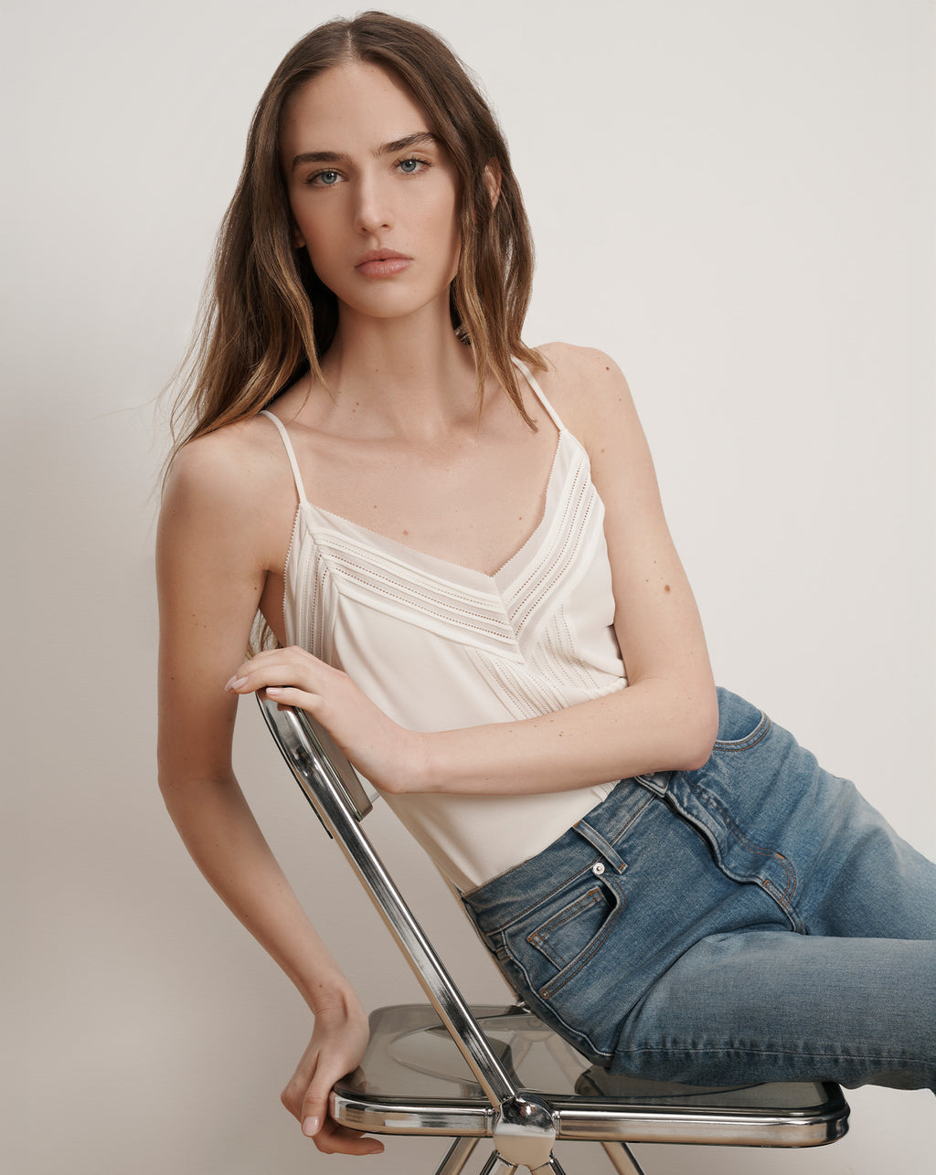 Veronica Beard Maray Pintuck Camisole - Dove White