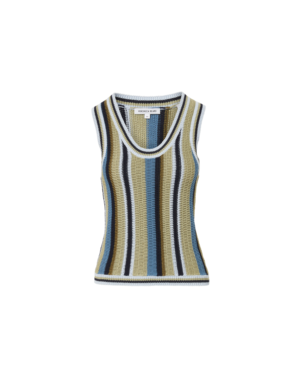 Veronica Beard Neveah Knit Tank Top - Stone Army/Lake Mist Multi