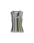Veronica Beard Neveah Knit Tank Top - Stone Army/Lake Mist Multi