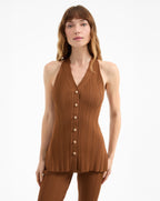 Veronica Beard Dax Knit Vest - Dark Whisky