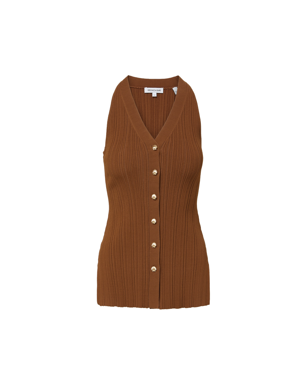 Veronica Beard Dax Knit Vest Dark Whisky