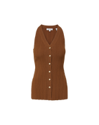 Veronica Beard Dax Knit Vest Dark Whisky