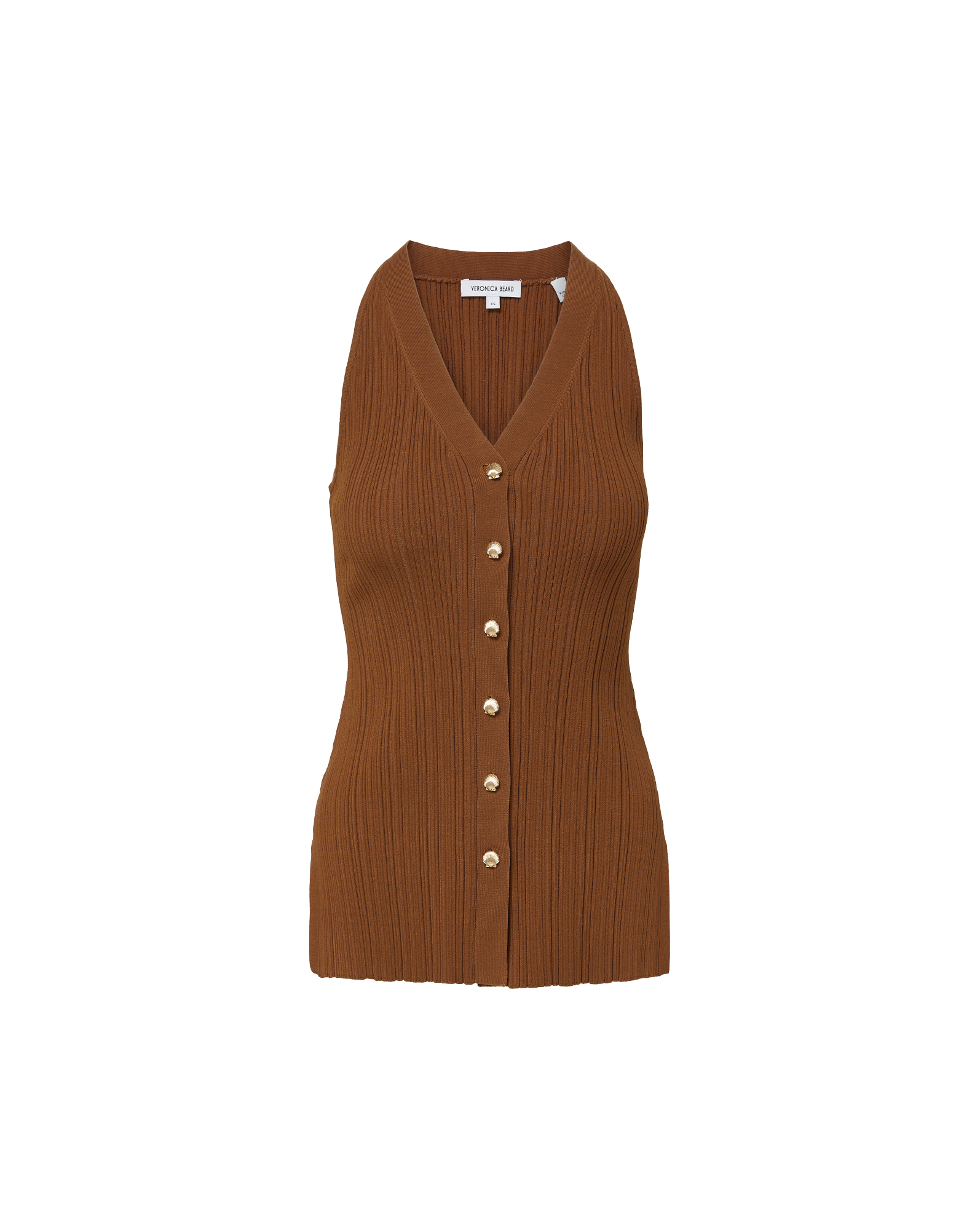 Veronica Beard Dax Knit Vest Dark Whisky