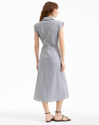 Veronica Beard Haydon Striped Midi Shirtdress - Navy/White