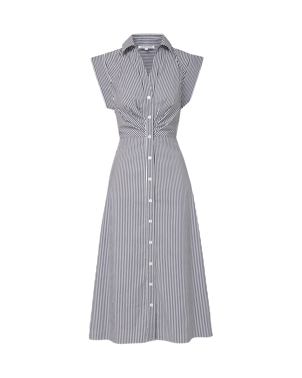 Veronica Beard Haydon Striped Midi Shirtdress - Navy/White